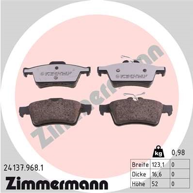 Bromsbeläggsats, Bakaxel Zimmermann Rd:z 24137.968.1 ZIMMERMANN