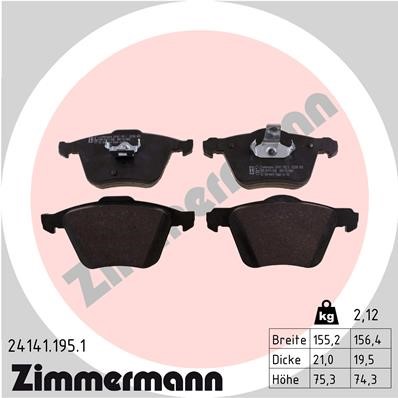 Bromsbeläggsats, Framaxel Zimmermann 24141.195.1 ZIMMERMANN