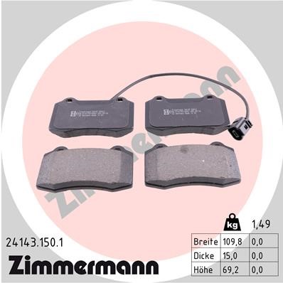 Bromsbeläggsats, Framaxel Zimmermann 24143.150.1 ZIMMERMANN