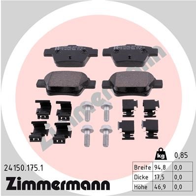 Bromsbeläggsats, Bakaxel Zimmermann 24150.175.1 ZIMMERMANN