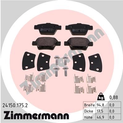Bromsbeläggsats, Bakaxel Zimmermann 24150.175.2 ZIMMERMANN