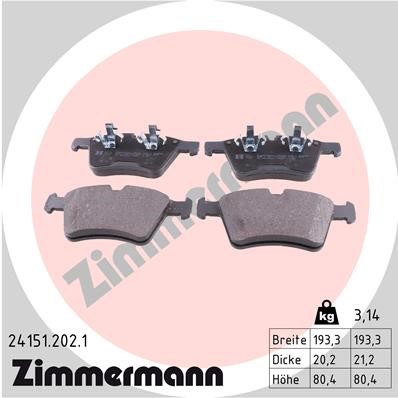 Bromsbeläggsats, Framaxel Zimmermann 24151.202.1 ZIMMERMANN