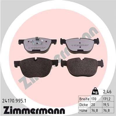 Bromsbeläggsats, Framaxel Zimmermann Rd:z 24170.995.1 ZIMMERMANN