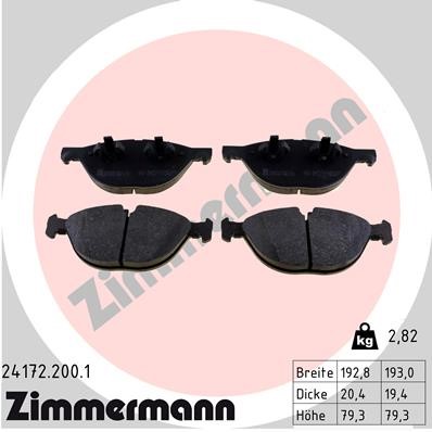 Bromsbeläggsats, Framaxel Zimmermann 24172.200.1 ZIMMERMANN