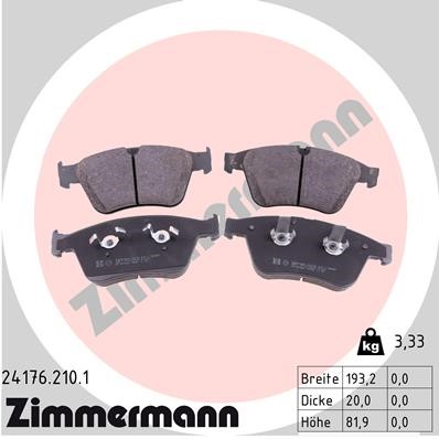 Bromsbeläggsats, Framaxel Zimmermann 24176.210.1 ZIMMERMANN