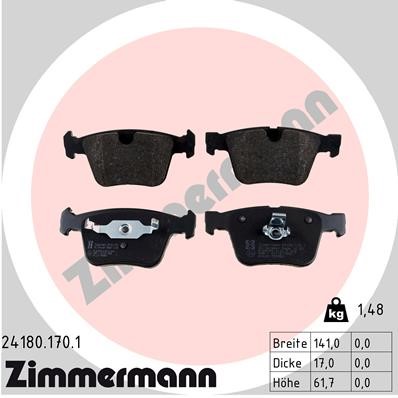 Bromsbeläggsats, Bakaxel Zimmermann 24180.170.1 ZIMMERMANN