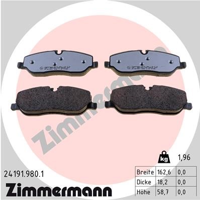 Bromsbeläggsats, Framaxel Zimmermann Rd:z 24191.980.1 ZIMMERMANN