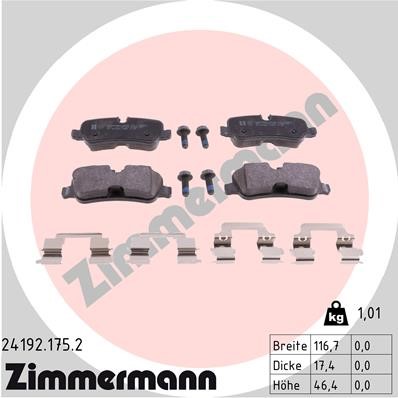 Bromsbeläggsats, Bakaxel Zimmermann 24192.175.2 ZIMMERMANN