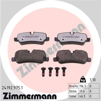 Bromsbeläggsats, Bakaxel Zimmermann Rd:z 24192.975.1 ZIMMERMANN