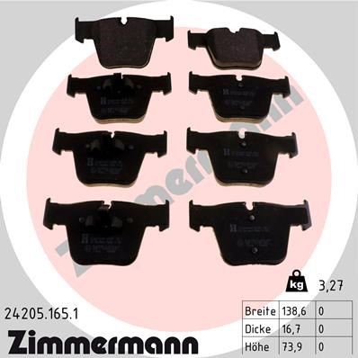 Bromsbeläggsats, Framaxel Zimmermann 24205.165.1 ZIMMERMANN Bromsbeläggsats, Framaxel Zimmermann 24205.165.1 ZIMMERMANN