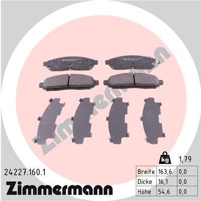 Bromsbeläggsats, Framaxel Zimmermann 24227.160.1 ZIMMERMANN