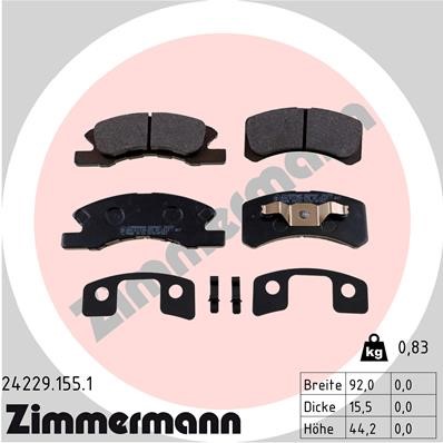 Bromsbeläggsats, Framaxel Zimmermann 24229.155.1 ZIMMERMANN