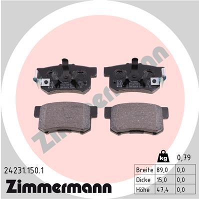 Bromsbeläggsats, Bakaxel Zimmermann 24231.150.1 ZIMMERMANN