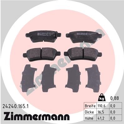 Bromsbeläggsats, Bakaxel Zimmermann 24240.165.1 ZIMMERMANN Bromsbeläggsats, Bakaxel Zimmermann 24240.165.1 ZIMMERMANN