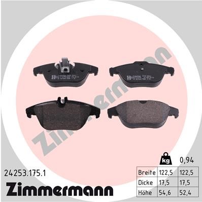 Bromsbeläggsats, Bakaxel Zimmermann 24253.175.1 ZIMMERMANN