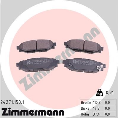 Bromsbeläggsats, Bakaxel Zimmermann 24271.150.1 ZIMMERMANN