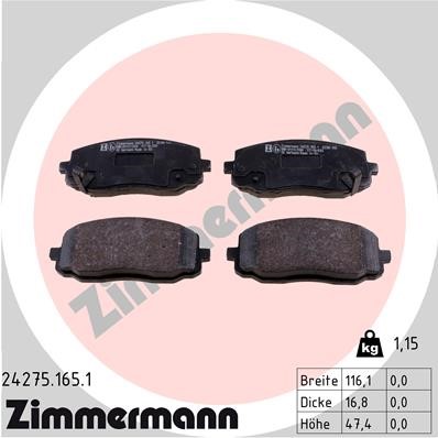 Bromsbeläggsats, Framaxel Zimmermann 24275.165.1 ZIMMERMANN