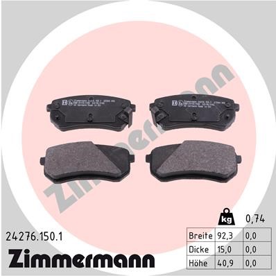 Bromsbeläggsats, Bakaxel Zimmermann 24276.150.1 ZIMMERMANN