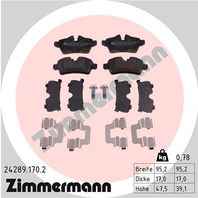 Bromsbeläggsats, Bakaxel Zimmermann 24289.170.2 ZIMMERMANN Bromsbeläggsats, Bakaxel Zimmermann 24289.170.2 ZIMMERMANN