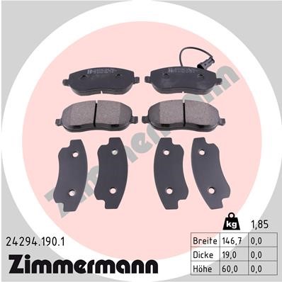 Bromsbeläggsats, Framaxel Zimmermann 24294.190.1 ZIMMERMANN