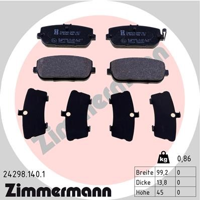 Bromsbeläggsats, Bakaxel Zimmermann 24298.140.1 ZIMMERMANN