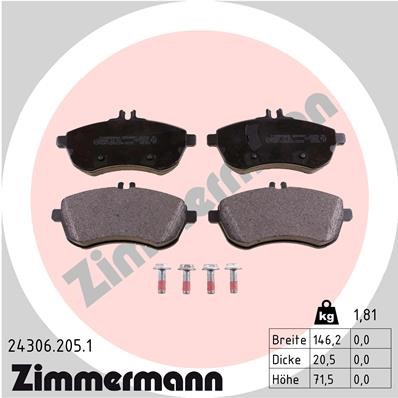 Bromsbeläggsats, Framaxel Zimmermann 24306.205.1 ZIMMERMANN