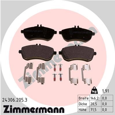 Bromsbeläggsats, Framaxel Zimmermann 24306.205.3 ZIMMERMANN