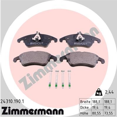 Bromsbeläggsats, Framaxel Zimmermann 24310.190.1 ZIMMERMANN