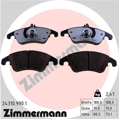 Bromsbeläggsats, Framaxel Zimmermann Rd:z 24310.990.1 ZIMMERMANN