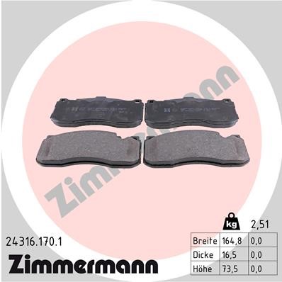 Bromsbeläggsats, Framaxel Zimmermann 24316.170.1 ZIMMERMANN