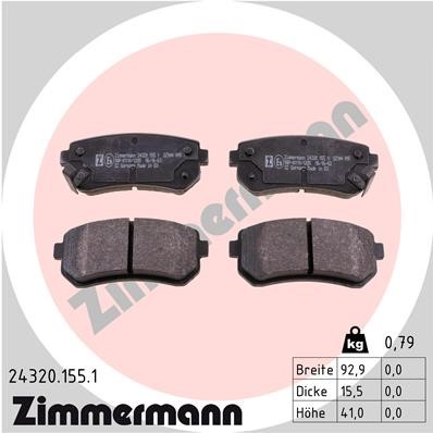 Bromsbeläggsats, Bakaxel Zimmermann 24320.155.1 ZIMMERMANN
