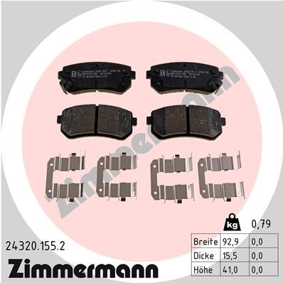 Bromsbeläggsats, Bakaxel Zimmermann 24320.155.2 ZIMMERMANN