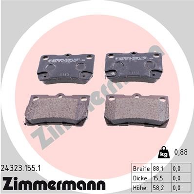 Bromsbeläggsats, Bakaxel Zimmermann 24323.155.1 ZIMMERMANN
