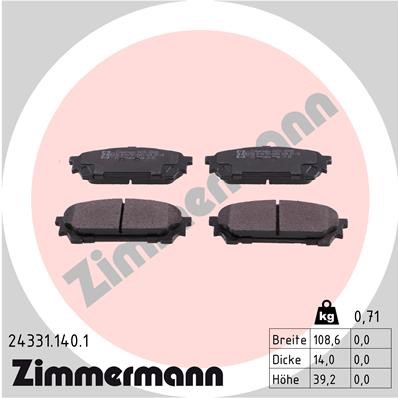 Bromsbeläggsats, Bakaxel Zimmermann 24331.140.1 ZIMMERMANN