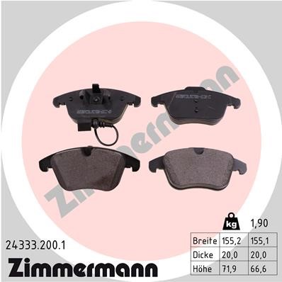 Bromsbeläggsats, Framaxel Zimmermann 24333.200.1 ZIMMERMANN