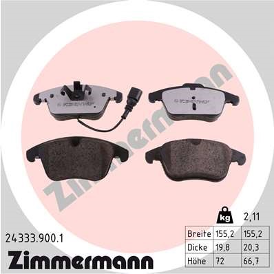 Bromsbeläggsats, Framaxel Zimmermann Rd:z 24333.900.1 ZIMMERMANN