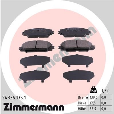 Bromsbeläggsats, Framaxel Zimmermann 24336.175.1 ZIMMERMANN
