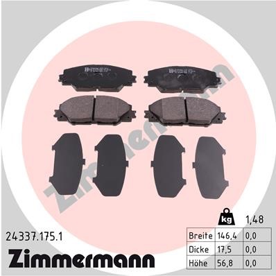 Bromsbeläggsats, Framaxel Zimmermann 24337.175.1 ZIMMERMANN