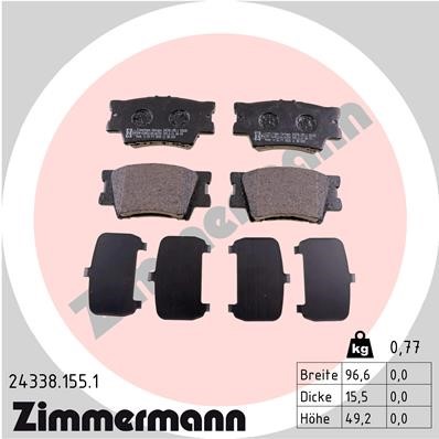 Bromsbeläggsats, Bakaxel Zimmermann 24338.155.1 ZIMMERMANN
