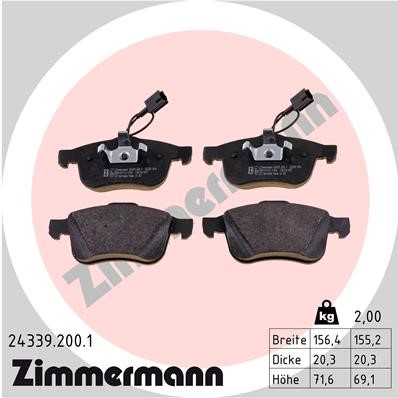 Bromsbeläggsats, Framaxel Zimmermann 24339.200.1 ZIMMERMANN