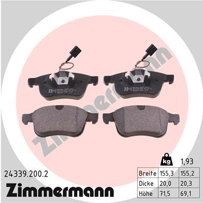 Bromsbeläggsats, Framaxel Zimmermann 24339.200.2 ZIMMERMANN