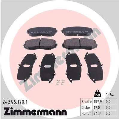 Bromsbeläggsats, Framaxel Zimmermann 24346.170.1 ZIMMERMANN