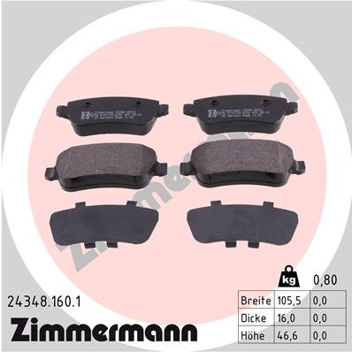 Bromsbeläggsats, Bakaxel Zimmermann 24348.160.1 ZIMMERMANN