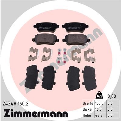 Bromsbeläggsats, Bakaxel Zimmermann 24348.160.2 ZIMMERMANN