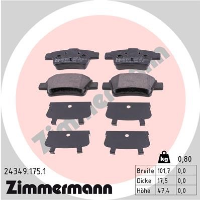Bromsbeläggsats, Bakaxel Zimmermann 24349.175.1 ZIMMERMANN