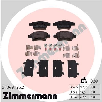 Bromsbeläggsats, Bakaxel Zimmermann 24349.175.2 ZIMMERMANN