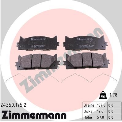 Bromsbeläggsats, Framaxel Zimmermann 24350.175.2 ZIMMERMANN