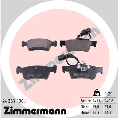 Bromsbeläggsats, Bakaxel Zimmermann 24367.190.1 ZIMMERMANN