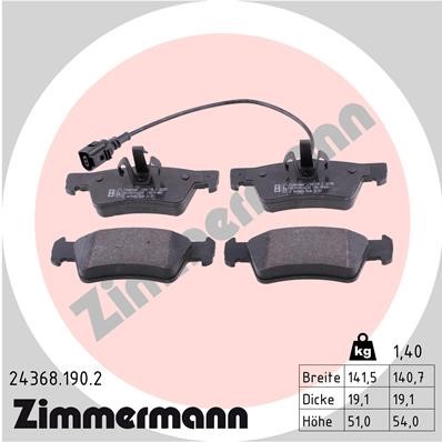 Bromsbeläggsats, Bakaxel Zimmermann 24368.190.2 ZIMMERMANN