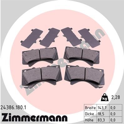 Bromsbeläggsats, Framaxel Zimmermann 24386.180.1 ZIMMERMANN